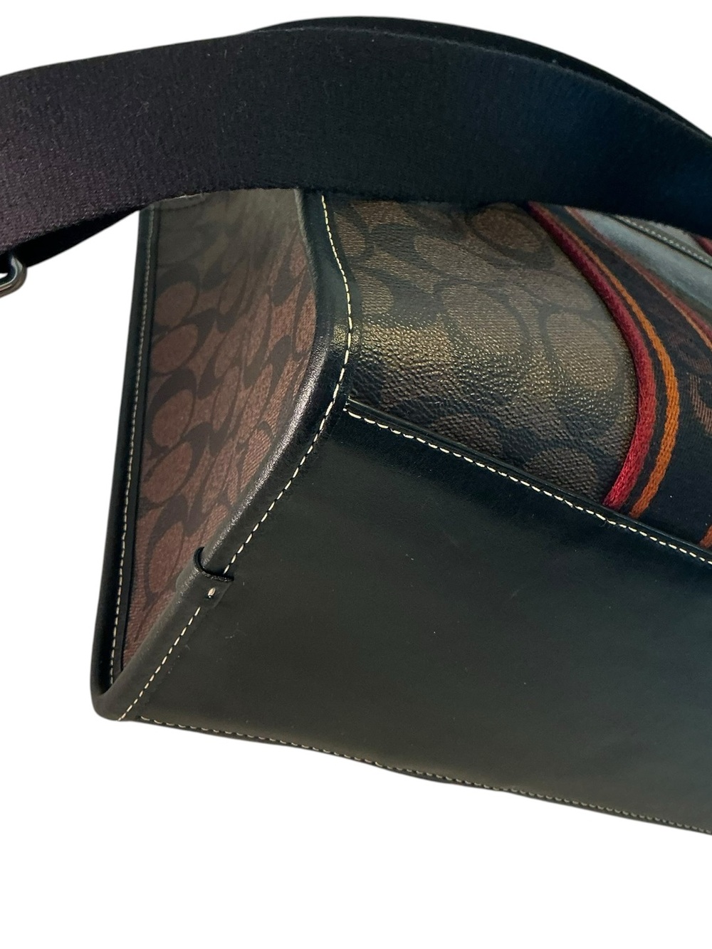 COACH SMITH Tote SN058 Brown, Black Signature COACH Logo MED Bag, Canvas Leather - Picture 11 of 15